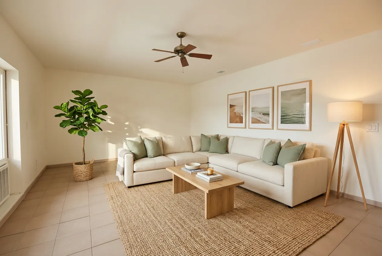 Living Room after StayStyled hospitality-grade renovation and styling